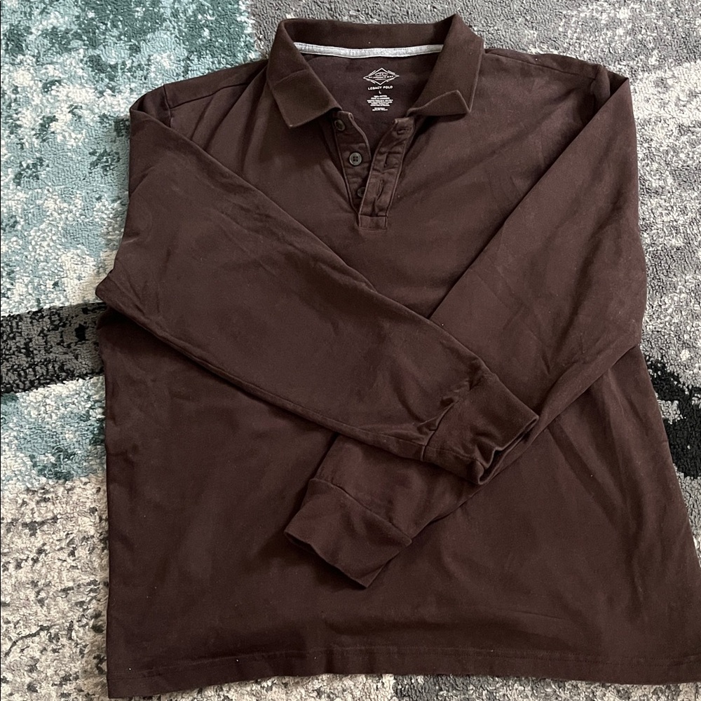 Classic Brown Long Sleeve Polo Shirt